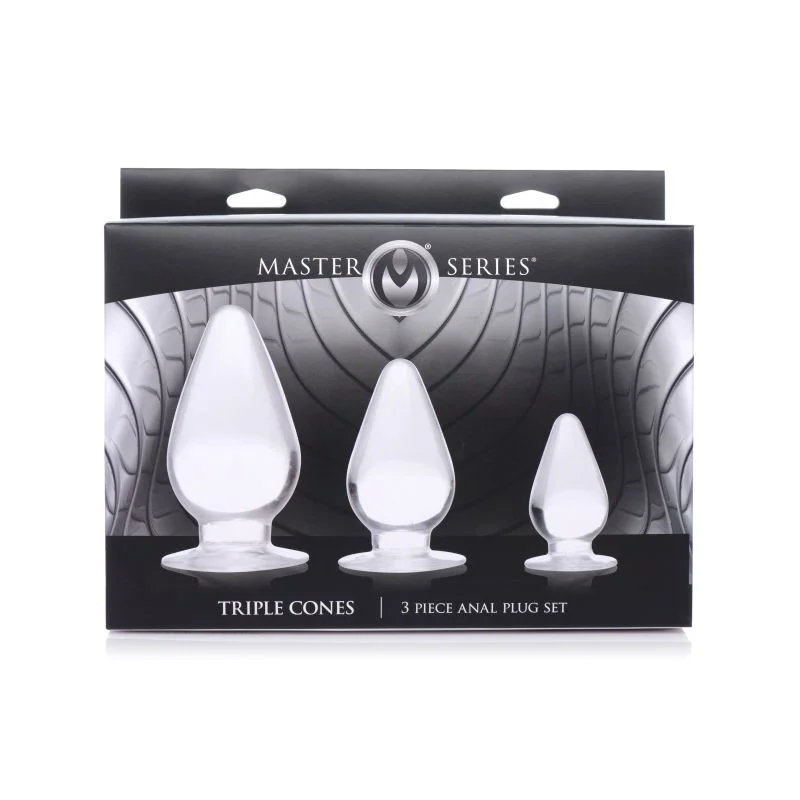 The Master Series - Triple Cones 3 Piece Anal Plug Set - Clear